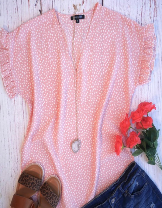 Coral Dot Top