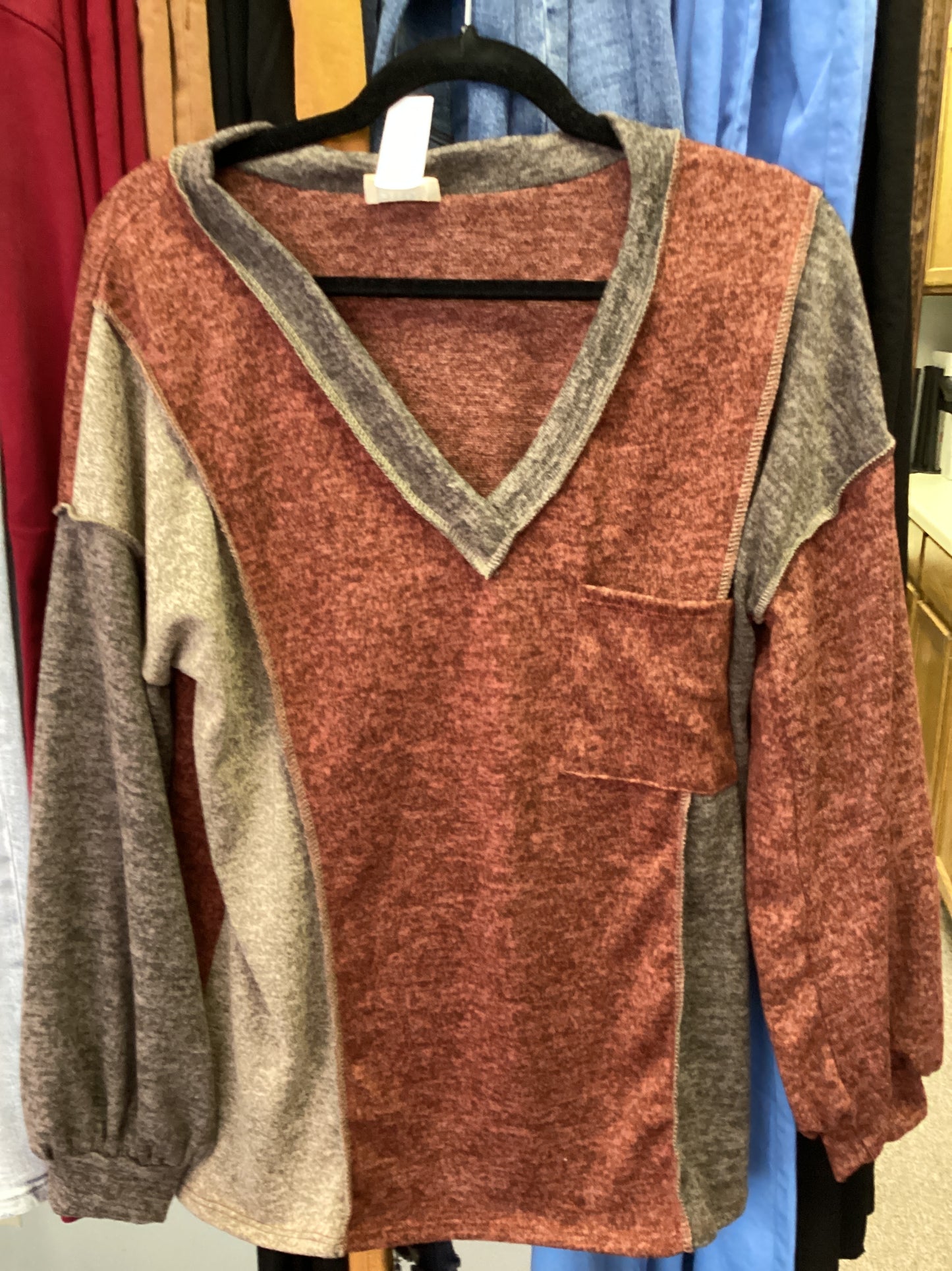 Rust/mocha/taupe top