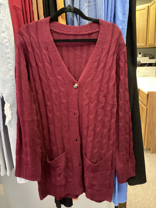 Burgundy button up cardigan