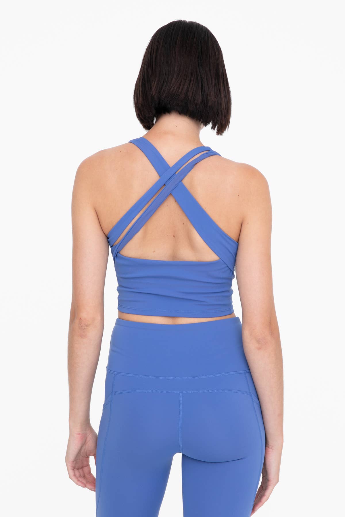 Strap Back Cropped Top with Built-In Sports Bra