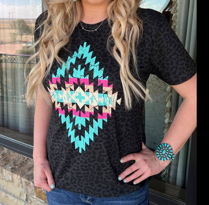 Leopard Aztec Top