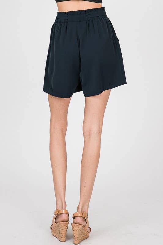 Navy paper bag shorts