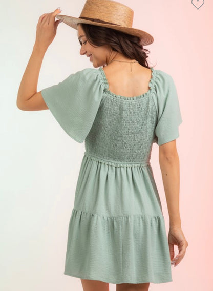 Sage Crossover Dress